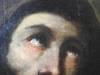 null Ecole ITALIENNE du XVIIème siècle : L'extase de saint François d'Assise. Huile...