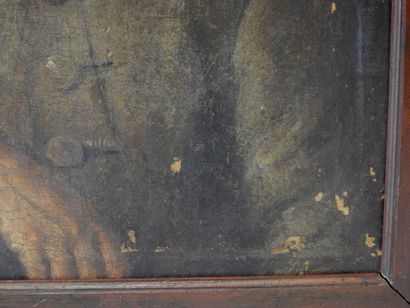 null FLAMANDE school of the XIXth century in the taste of Teniers : Portrait of a...