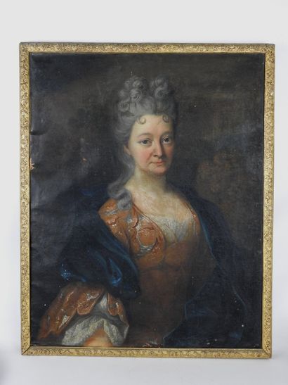 null Attributed to Henri MILLOT (between 1699 and 1756): Portrait of a lady. Oil...