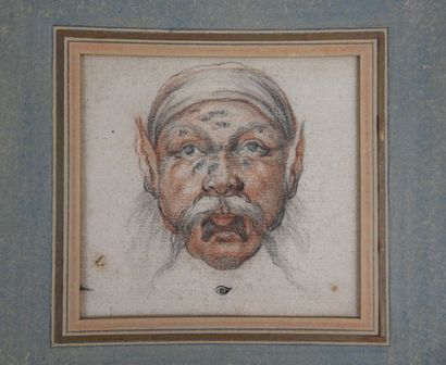 null Ecole FRANCAISE du XVIIIème siècle : Etude satyrique de têtes. Trois crayons....