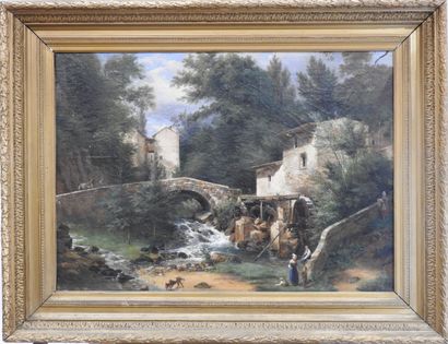 19th century FRENCH school: Lively landscape...