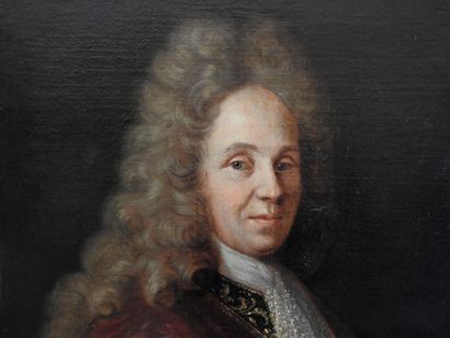 null Ecole FRANCAISE vers 1700 : Portrait d'homme en perruque. Toile. 81 x 65 cm...