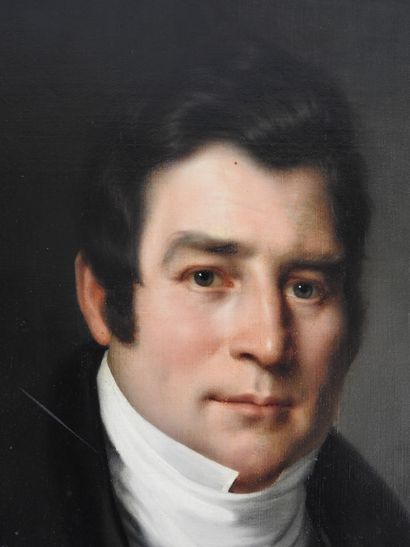 null FRENCH school circa 1820 : Portrait of a man with a crop. Oil on canvas. 46...