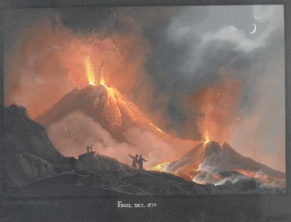 null Camillo DE VITO (active in Naples 1790-1835): Eruption of Vesuvius. Gouache,...