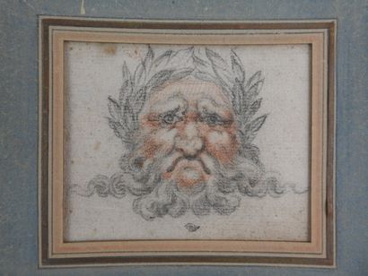 null 18th century FRENCH school : Satyric study of heads. Three pencils. Collector's...