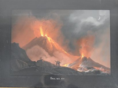 null Camillo DE VITO (active in Naples 1790-1835): Eruption of Vesuvius. Gouache,...