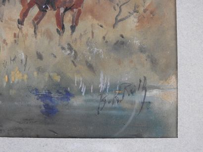 null 
Baron Karl REILLE (1886-1974/75): Bât l'eau du cerf. Equipage Cheverny. Aquarelle...