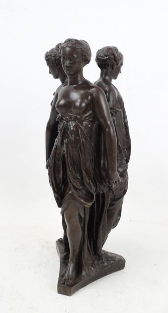 null Germain PILON (1528 - 1590) after. The three graces. Bronze proof with brown...