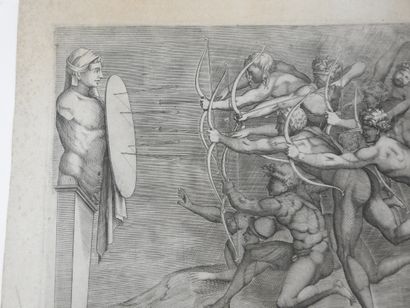 null MICHEL- ANGE (1475 - 1564) d'après:

Archers tirant sur un terme.

Burin édité...