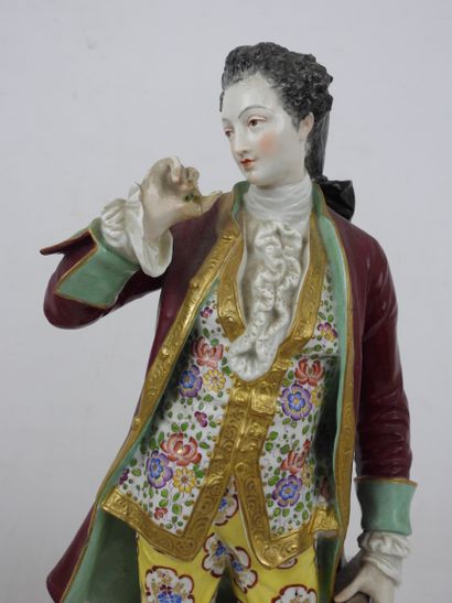 null MEISSEN (in the style of): Marquis Marquise. Pair of important polychrome porcelain...