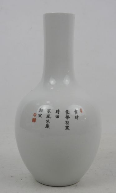 null CHINA - MINGUO Republic period (1912-1949): Porcelain long-necked vase with...