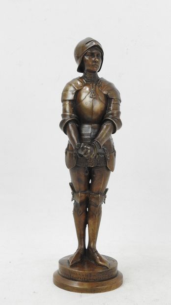 null Louis Ernest BARRIAS (1841-1905). Joan of Arc in chains. Proof in bronze with...