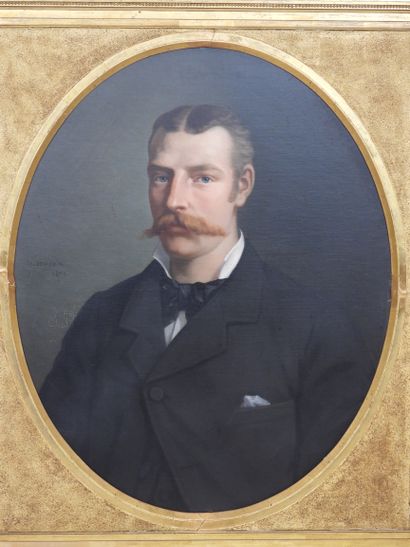 null Xénophon HELLOUIN (1820-1895) : Portrait of a man. Oil on canvas with oval view....