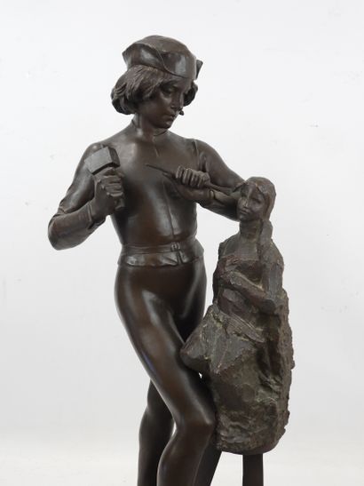 null Alfred BOUCHER (1850-1934): Florentine sculptor. Proof in bronze with brown...