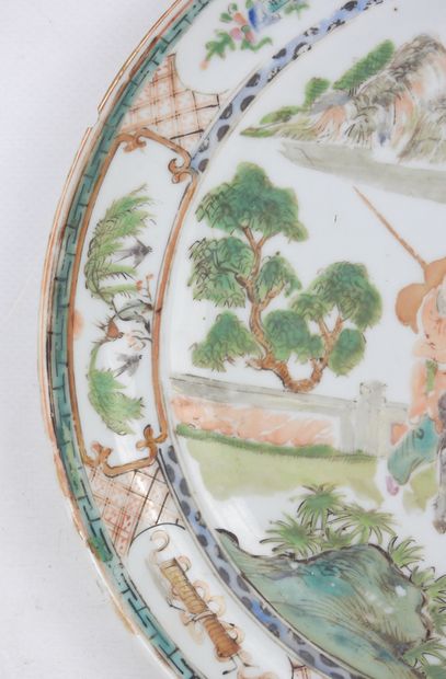 null 
CHINA - XIXth century: Porcelain plate decorated with green family enamels...