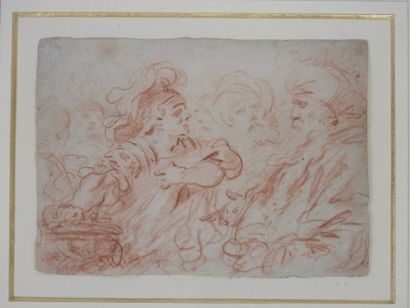 null 18th century FRENCH SCHOOL: Mucius Scaevola. Sanguine. 20 x 27,5 cm. Frame....