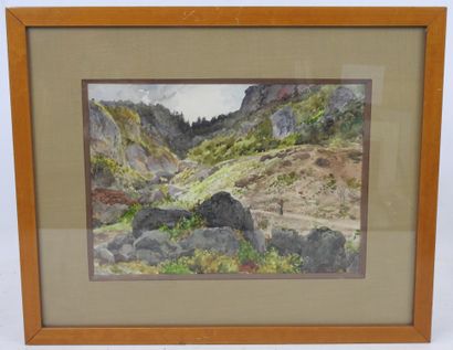 null Alexis MOSSA (1844-1926): Vallon de Verno. Watercolour titled lower left and...