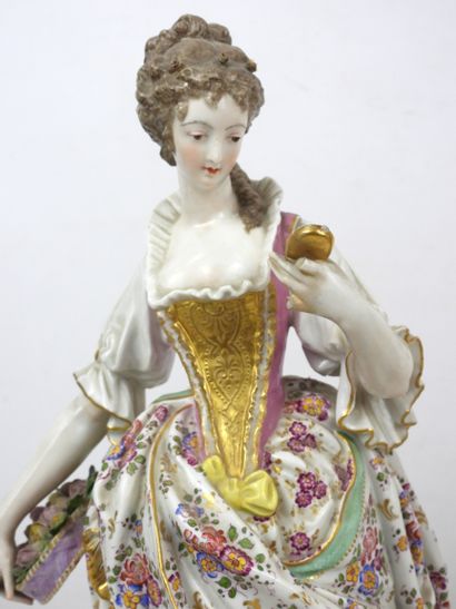 null MEISSEN (in the style of): Marquis Marquise. Pair of important polychrome porcelain...