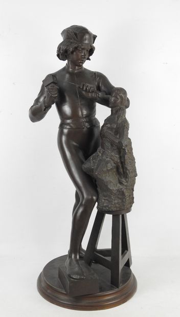 null Alfred BOUCHER (1850-1934): Florentine sculptor. Proof in bronze with brown...