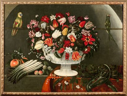 null Dans le gout de Thomas HYEPES : Bouquets de fleurs dans des vases en porcelaine...