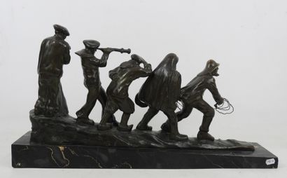 null Serge ZELIKSON (1890-1966): The boatmen of the Volga. Proof in bronze with brown...