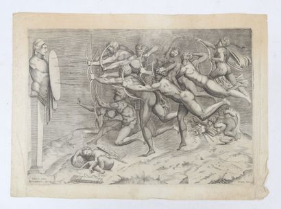 null MICHEL- ANGE (1475 - 1564) d'après:

Archers tirant sur un terme.

Burin édité...