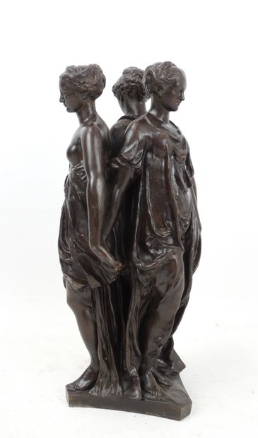 null Germain PILON (1528 - 1590) after. The three graces. Bronze proof with brown...
