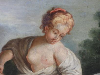 null Ecole FRANCAISE du XVIIIème siècle suiveur de Boucher: Diane au bain. Huile...
