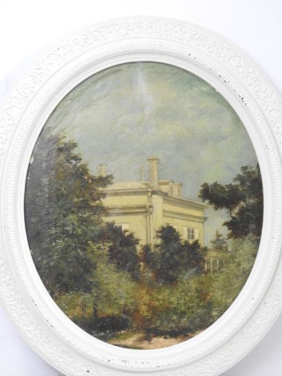 null Ecole FRANCAISE du XIXème siècle: Belles demeures. Paire d'huiles sur toile....