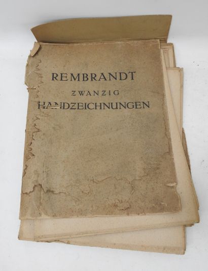 LOT de planches de tableau d'après Rembrandt. Rembrandt Zwanzig Handzeichnungen.... Gazette Drouot
