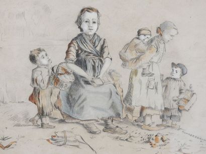 null 
Ecole Française - XIXeme siècle




Les enfants de la rue




Crayon noir aquarellé...