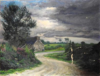 null 
Arnaud - XXe siècle




Maison bretonne sous l'orage




Huile sur toile




Signée...