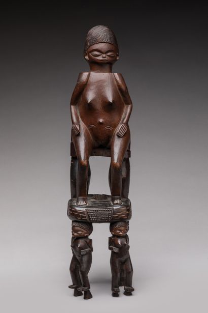 null Colonial sculpture, LWENA, Democratic Republic of Congo.

Hardwood, reddish-brown...