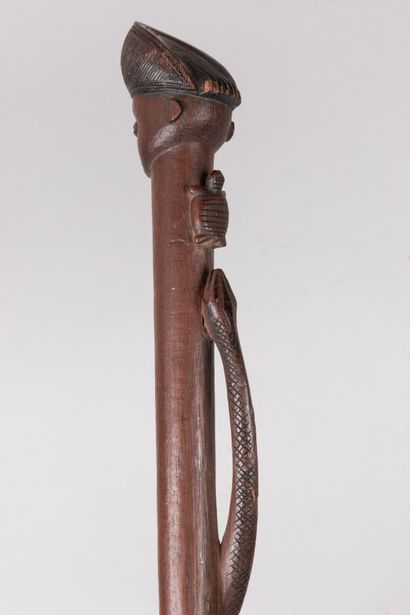 null LWENA, Democratic Republic of Congo.

Wood, smooth brown-red patina.

This ceremonial...