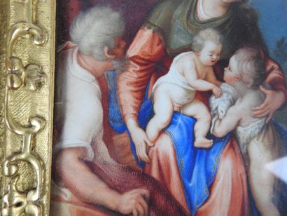 null La Sainte Famille et Saint Jean- Baptiste tenant dans ses bras l' Agneau Pascal....