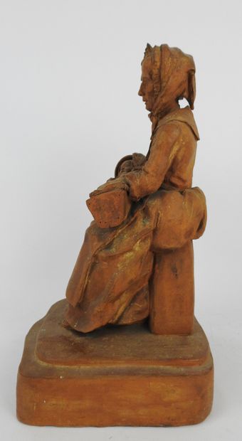 null Ferdinand MOUTIER (1831-1903) : Femme et son enfant. Groupe en terre cuite....