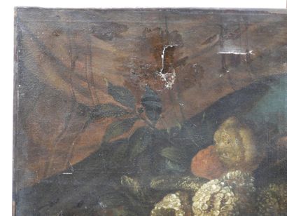 null Attribué à Reynaud LEVIEUX (1613 - 1699): 

Nature morte aux fruits et Ara sur...