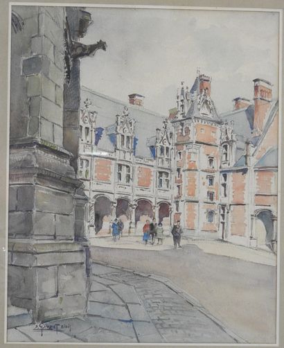 null Etienne GAUDET (1891-1963) : Château de Blois. Aquarelle. Signé en bas à gauche...