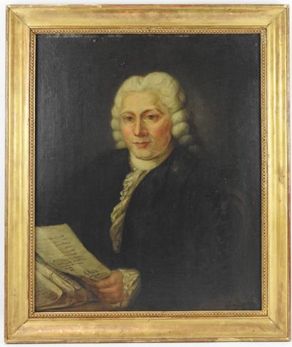 null Ecole fin du XVIIIème siècle. Portrait de notable. Huile sur toile. 73 x 60...