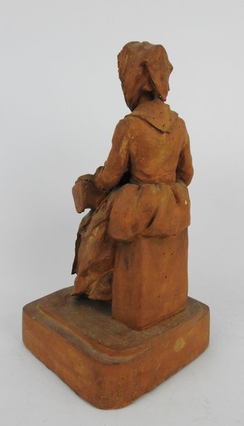 null Ferdinand MOUTIER (1831-1903) : Femme et son enfant. Groupe en terre cuite....