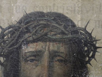 null Ecce Homo. Huile sur toile. Trace de signature en bas à droite. 46 x 39 cm....