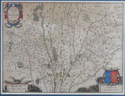 null XVIIIth century MAP, description of the Blaisois anno 1630. Enhanced engraving....
