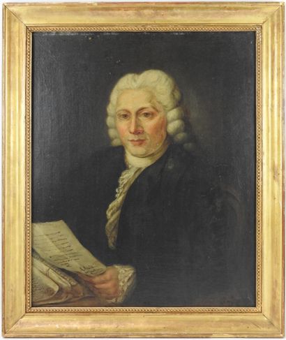 null Ecole fin du XVIIIème siècle. Portrait de notable. Huile sur toile. 73 x 60...
