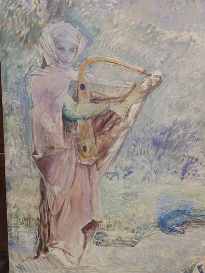 null 
Luc-Olivier MERSON (1846 -1920) La musique au Moyen-Age Toile Hauteur : 152...