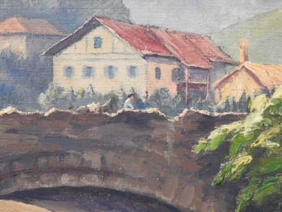null Gaston MOREAU (born in 1885) - Basque school: The San Miguel Bridge in Vera...