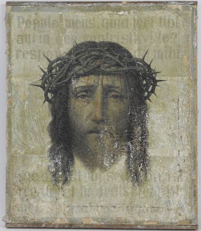 null Ecce Homo. Huile sur toile. Trace de signature en bas à droite. 46 x 39 cm....