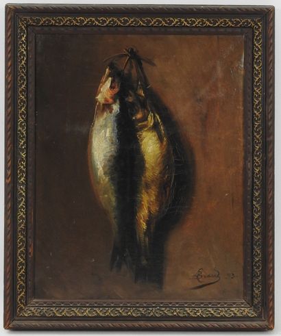 null Léon BRARD (1830-1902) : Nature morte aux sardines. Huile sur toile. Signé en...