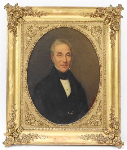 null A. DANCAUD (XIXème). Portrait d'homme. Huile sur toile. Signé en bas à droite....