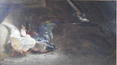 null Philibert Léon COUTURIER (1823-1901): les canards. Huile sur panneau d'acajou....