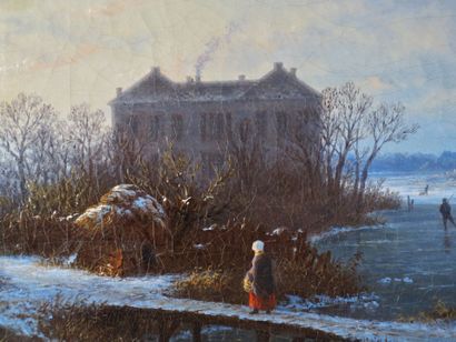 null School of the NORTH of the XVIIIth century: Winter landscape. Oil on canvas....
